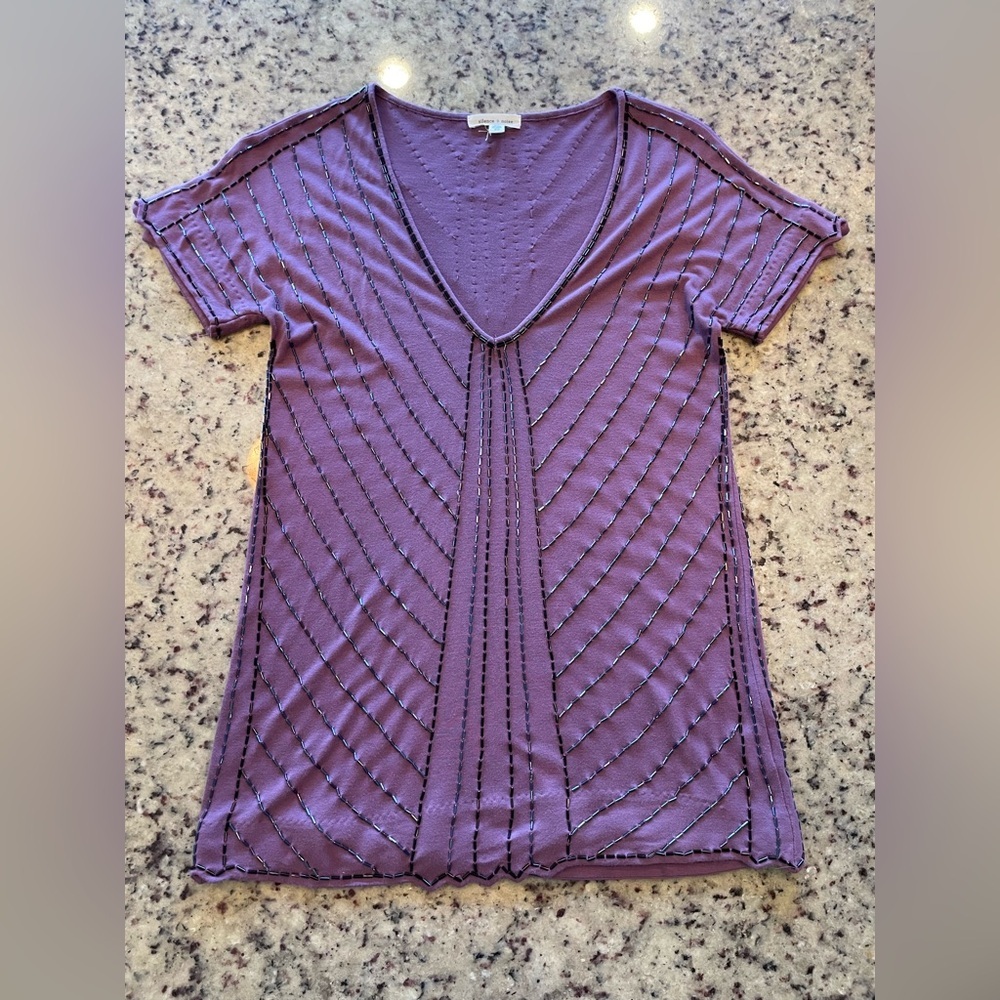 Women’s silence and noise purple beaded top size extra small